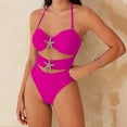 thumbnail image 5 of Lenago Tankini Swimsuits for Women Swimsuit Swim Suits for Women 2025 2026 European And Bikini Swimsuit forborder Solid Color Beach Vacation Bikini Hot Pink L, 5 of 7