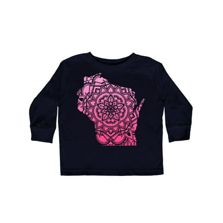 

Inktastic Wisconsin Silhouette Mandala Gift Toddler Boy or Toddler Girl Long Sleeve T-Shirt