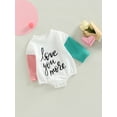 thumbnail image 3 of Bagilaanoe Newborn Baby Girl Valentine's Day Rompers Contrast Color Long Sleeve Bodysuits 3M 6M 12M 18M 24M Infant Casual One Piece Short Jumpsuit, 3 of 7