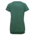 thumbnail image 7 of TEMOFON Shirts for Women Summer Short Sleeve Tops Casual Crew Neck Side Button Blouse with Pockets Dark Green Tees, 7 of 7