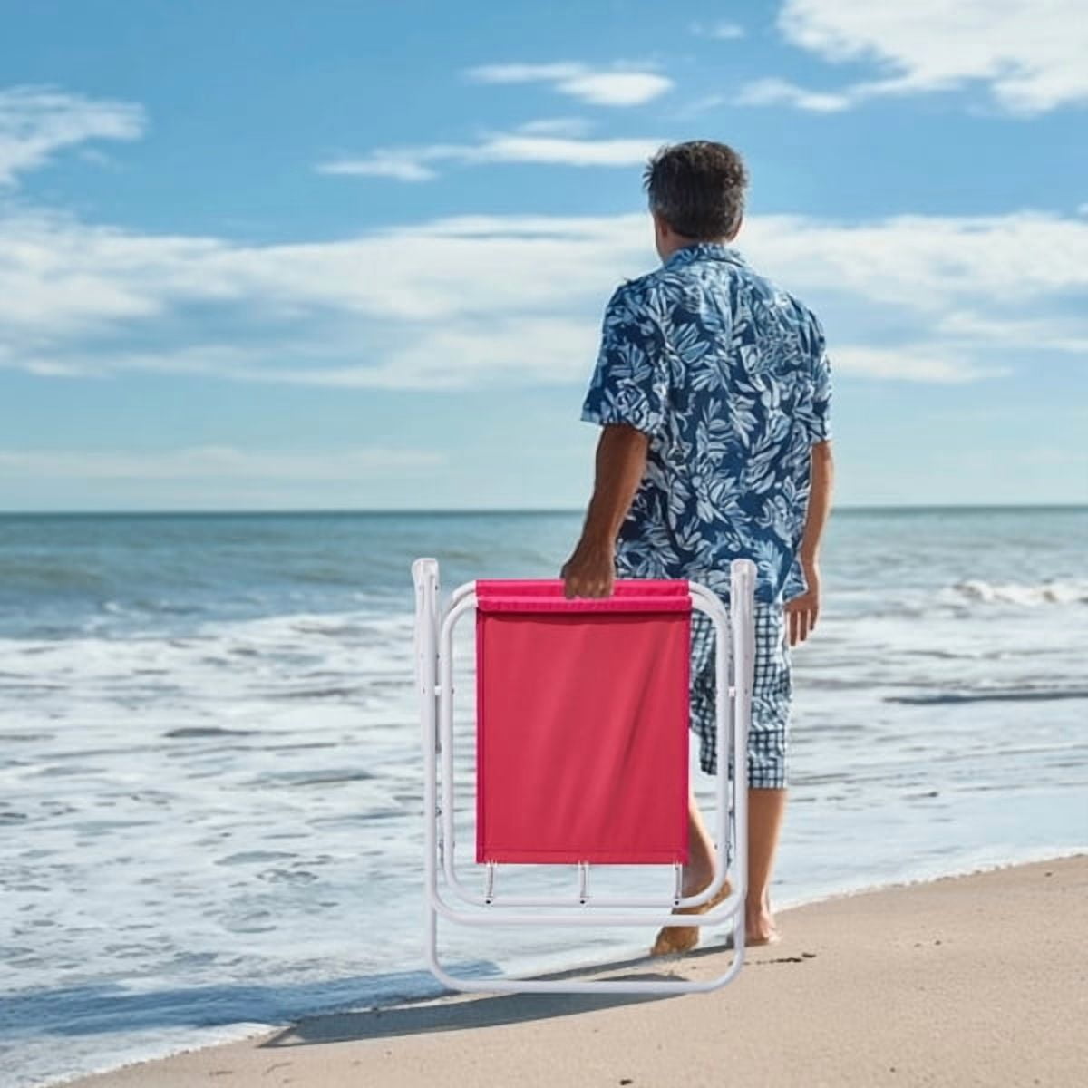 Alvantor Folding Beach Chair with Umbrella, 265 lb Capacity, Pink, 1 Pack