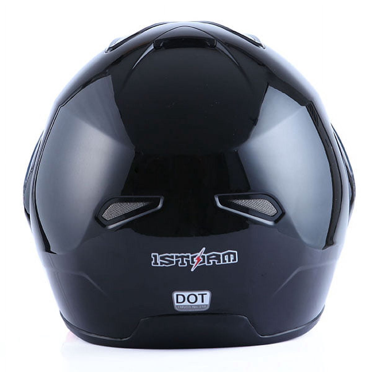 1Storm Motorcycle Street Bike Modular/Flip up Dual Visor/Sun Shield Full Face Helmet HG339 Glossy Black