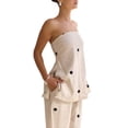 thumbnail image 3 of Women’s Polka Dot Tube Top and Wide Leg Pants 2 Piece Casual Outfit Set, 3 of 7