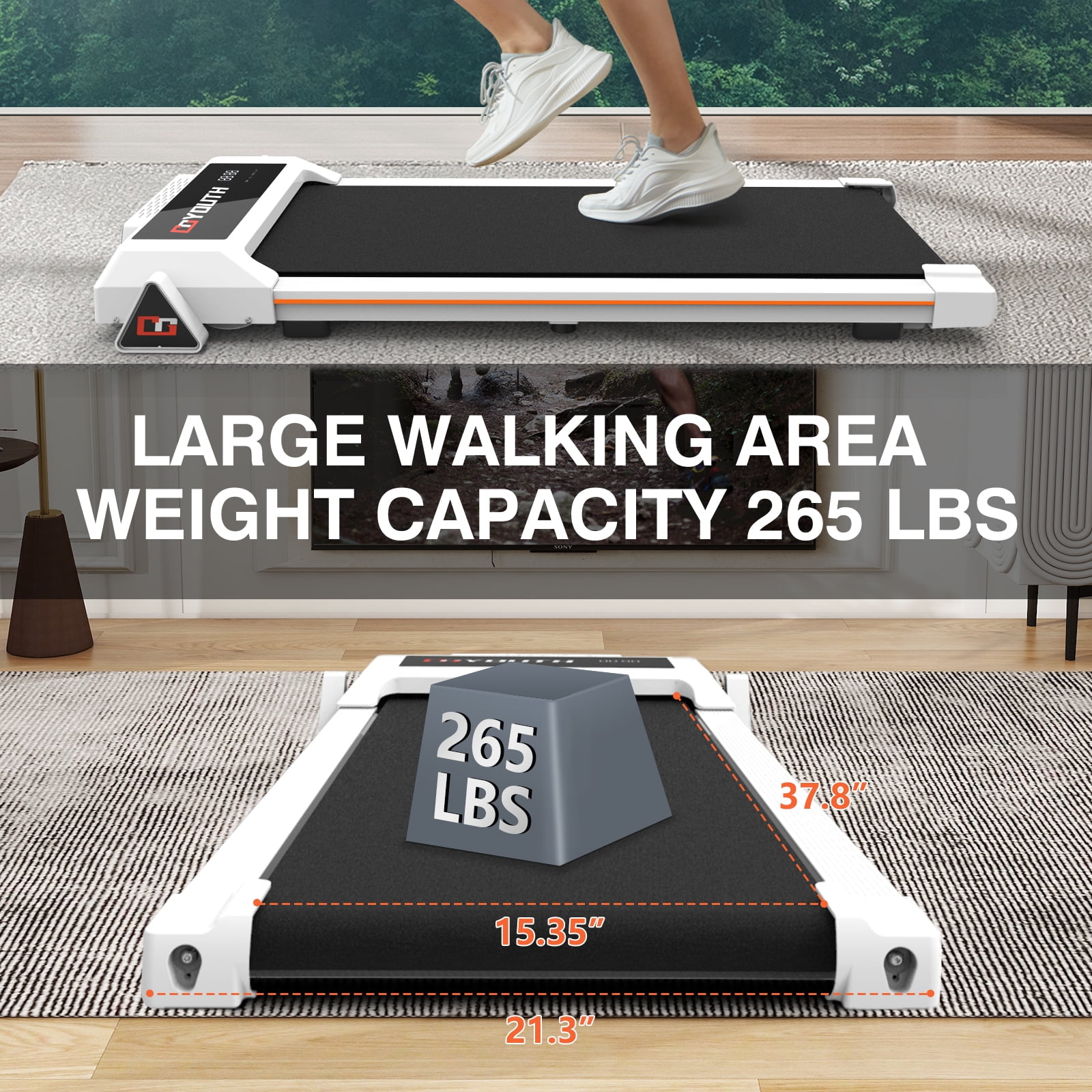 GOYOUTH Incline Mini Walking Pad, Portable Under Desk Treadmill, Installation-Free, 265 lbs Capacity