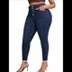 thumbnail image 2 of Vaqueros Ajustados de Talla Grande para Mujer, Cintura Alta, Elásticos, Clásicos, Hasta el Tobillo Azul XL, 2 of 7