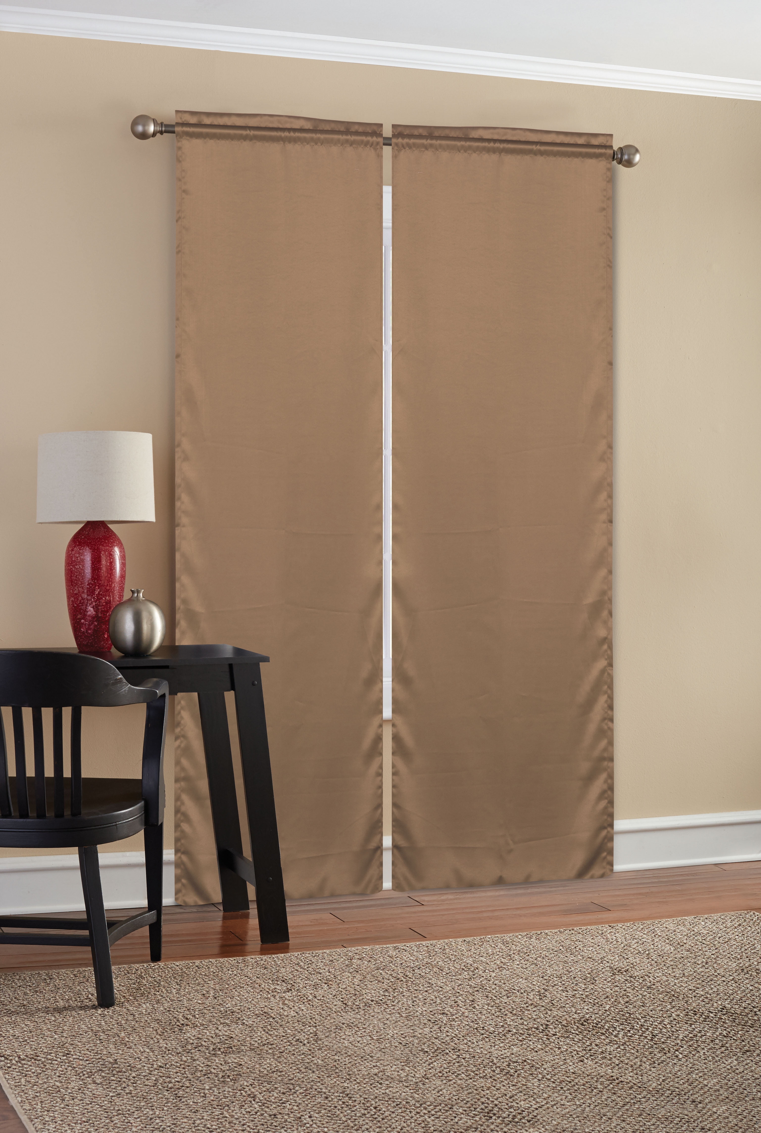 Mainstays Blackout Curtain Panel Pair, Set of 2, Taupe, 30"W x 95"L