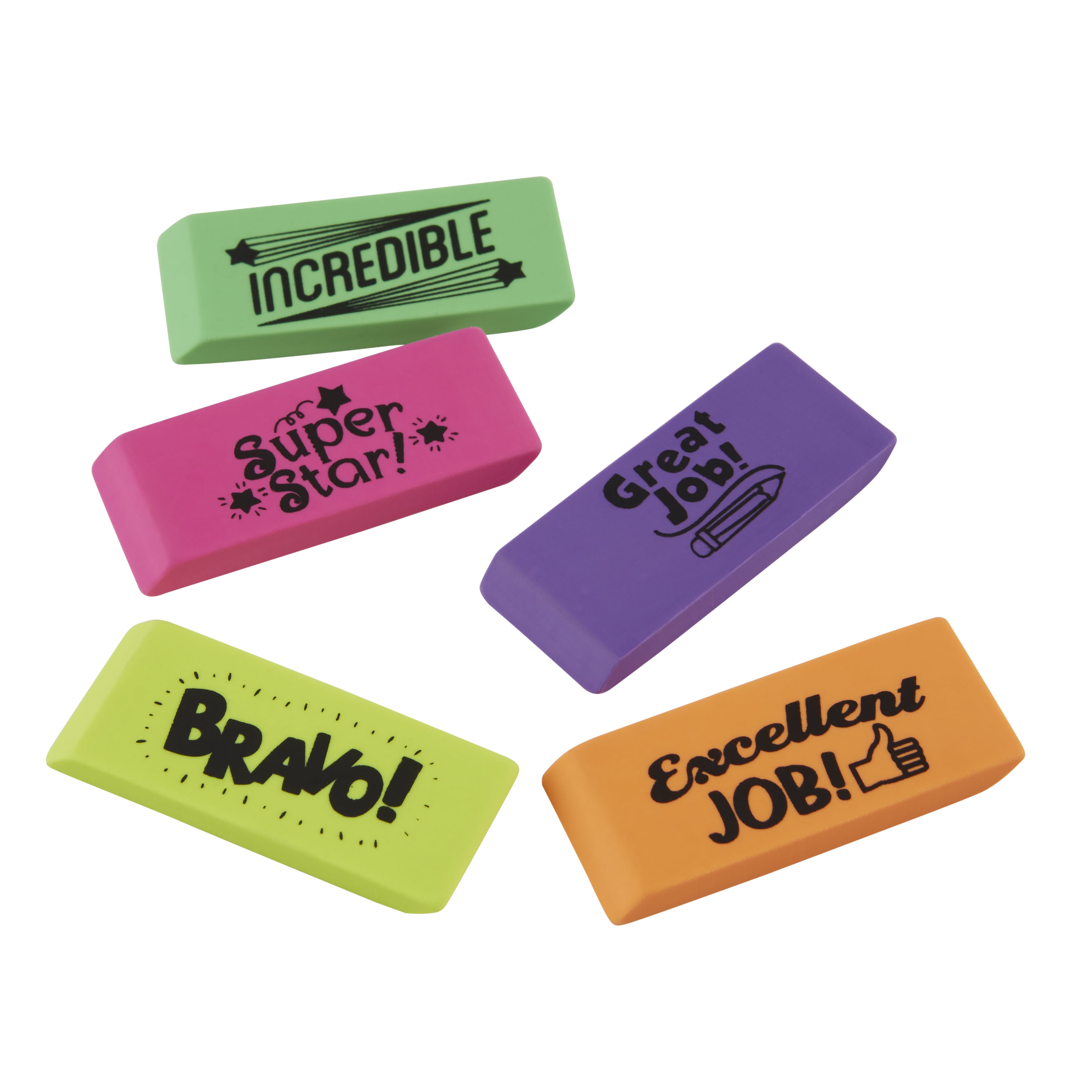 Pen + Gear Neon Reward Erasers, 100 pack