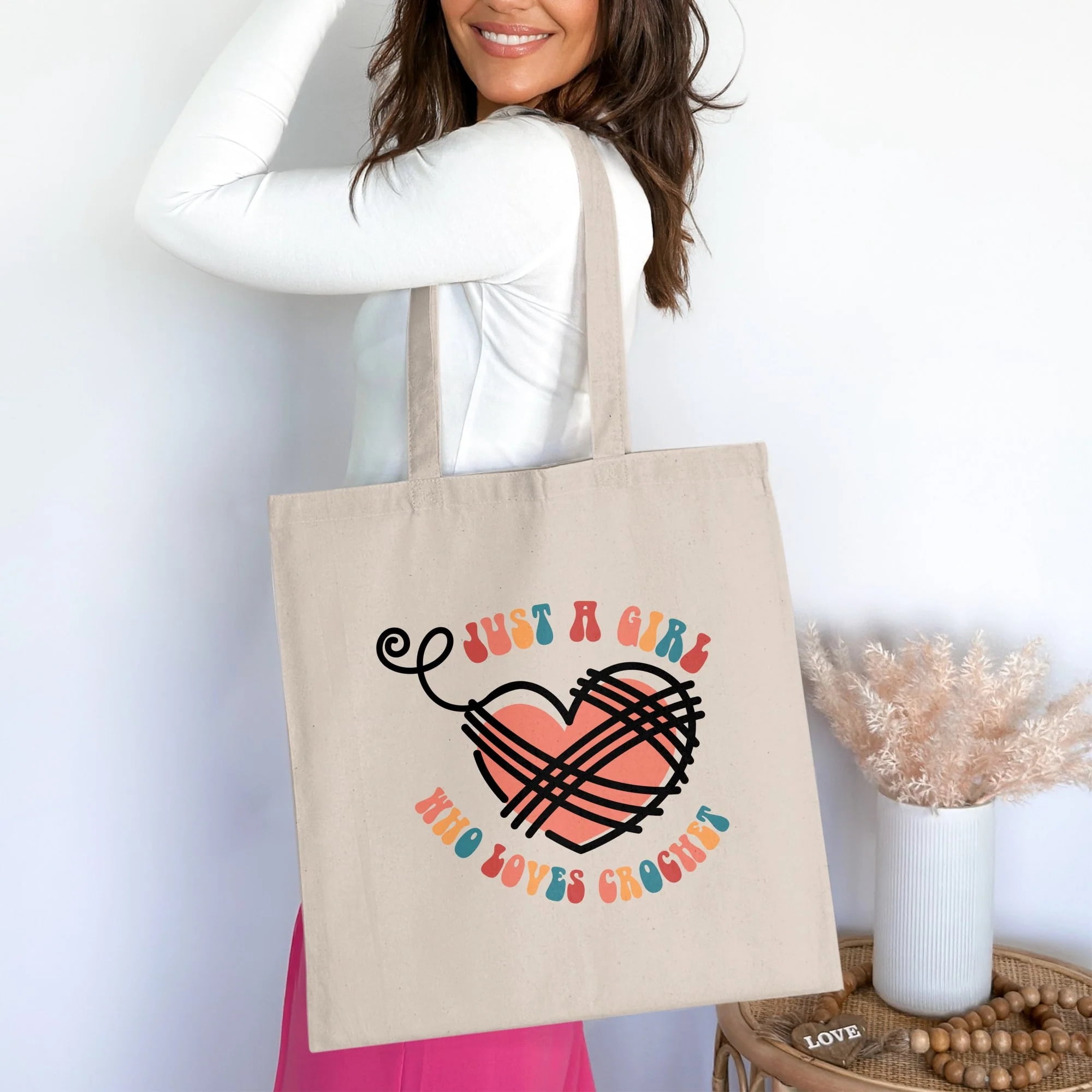Crocheter Gift, Crocheting Yarn Tote Bag, Project Bag, Gift for Crocheter, Hobby Craft Bag