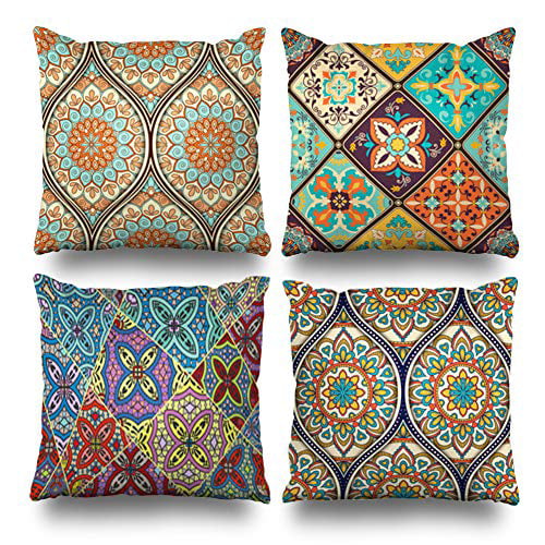 Case Cushion Cover Car Pillow Throw Home Cotton Sofa Decor Ethnic Linen Mandala 