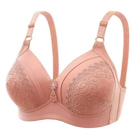 Elvqul Bras for Women Wirefree Pink Bralette Soft Nylon Underwear Bras