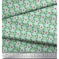 thumbnail image 2 of Soimoi Green Cotton Duck Fabric Leaves,Pink Floral & Diamond Geometric Printed Fabric 1 Yard 42 Inch Wide, 2 of 3
