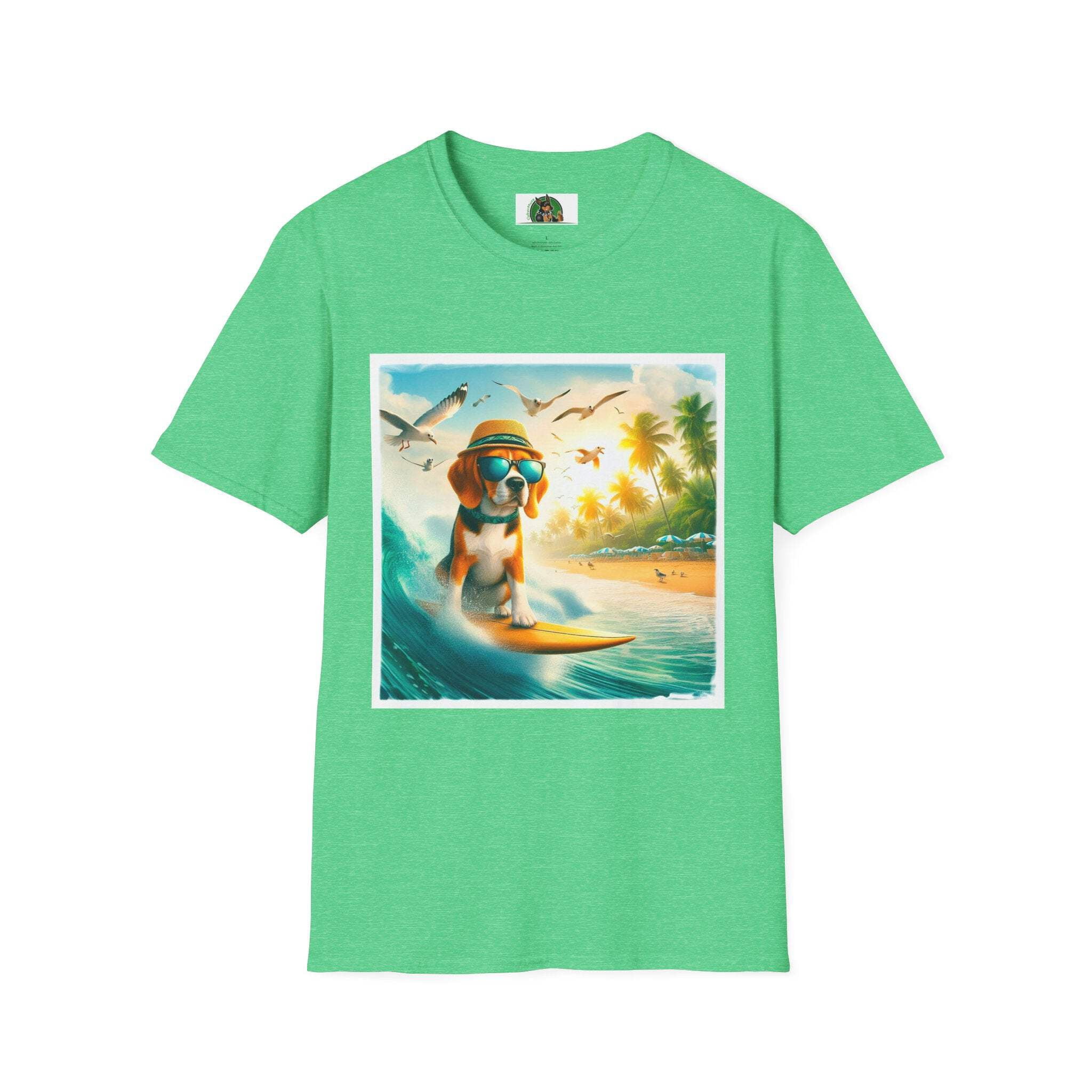 Beagle Surfing Wearing Hat And Shades