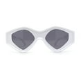 thumbnail image 2 of Womens Beveled Concave Octagonal Thick Plastic Mod Sunglasses White Black, 2 of 4