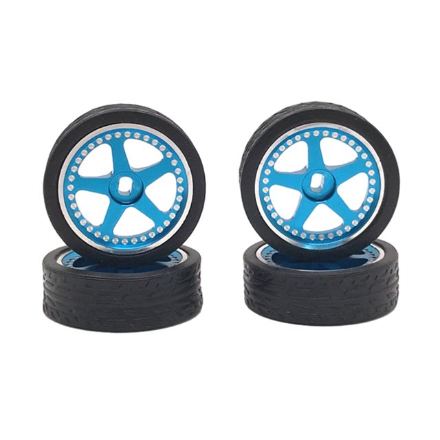 Tholdsy Llanta de rueda de Metal para derrape, neumático de goma de 27mm, 4 Uds., Compatible con Wltoys K969 1/28, actualización de Metal Kits de construcción modelo azul