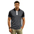 thumbnail image 5 of Garbnen Short Sleeve Polo Shirts for Men Collared Men's Golf Shirts Casual Color Block Breathable Work Sports Workout Shirts for Men Gray 4XL, 5 of 6