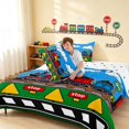 thumbnail image 4 of Erosebridal Train Queen Comforter Set, Steam Engine Comforter Sets Queen, Green Cartoon, Polka Dots Reversible 3pcs 1 Comforter and 2 Pillowcases, 4 of 6