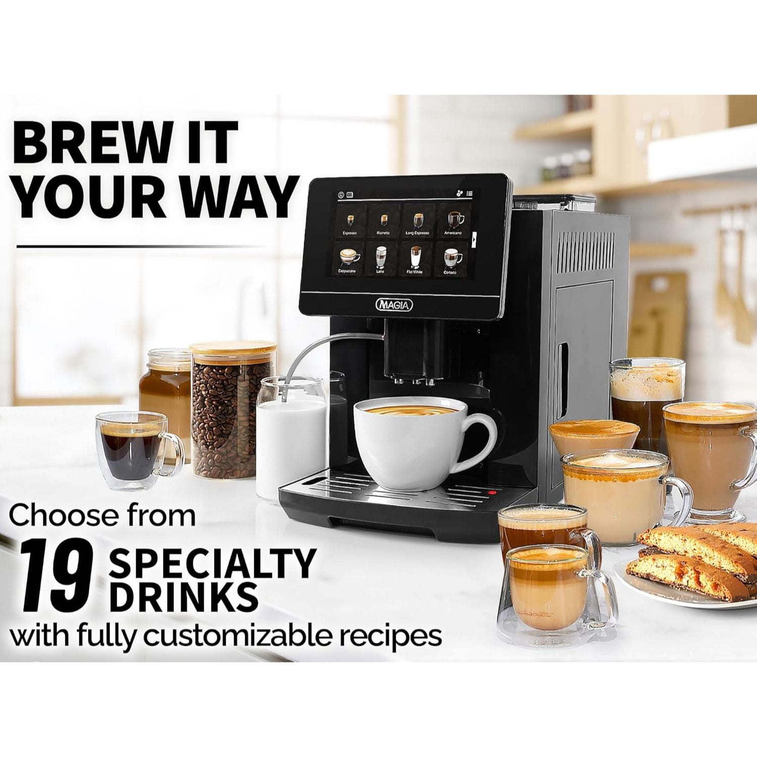 Magia Super Automatic Coffee Espresso Machine Espresso Coffee Maker 1800ml by Zulay Kitchen - Silver