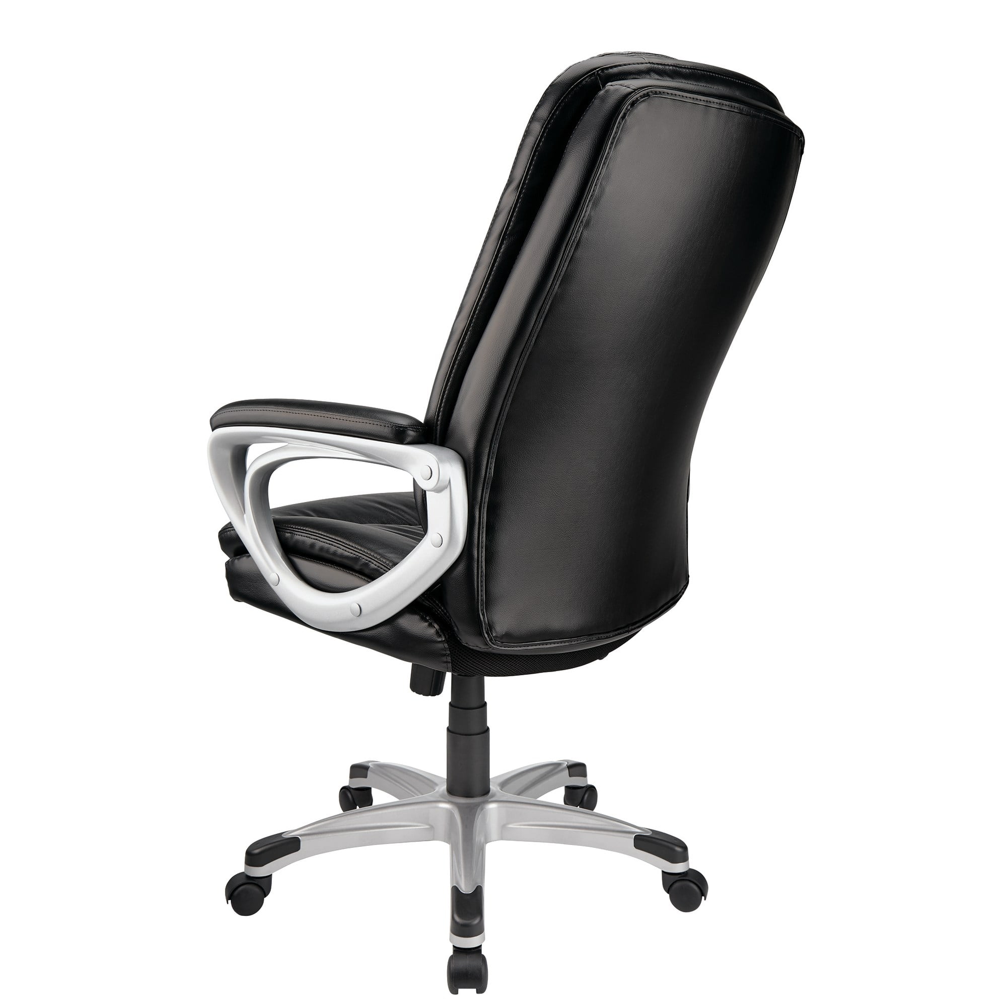 Realspace Tresswell Bonded Leather High Back Chair Black Silver