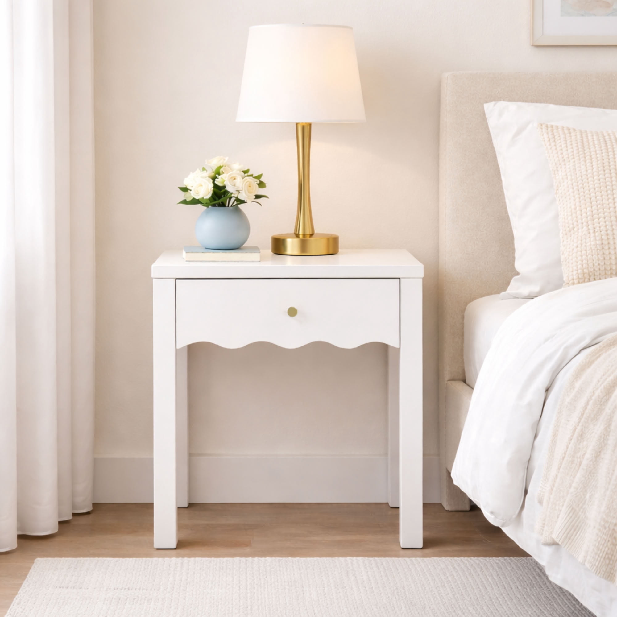 MAYEERTY Modern Nightstand with Drawer, Compact Freestanding Bedside Table for Bedroom Living Room Apartment Dorm Small Spaces