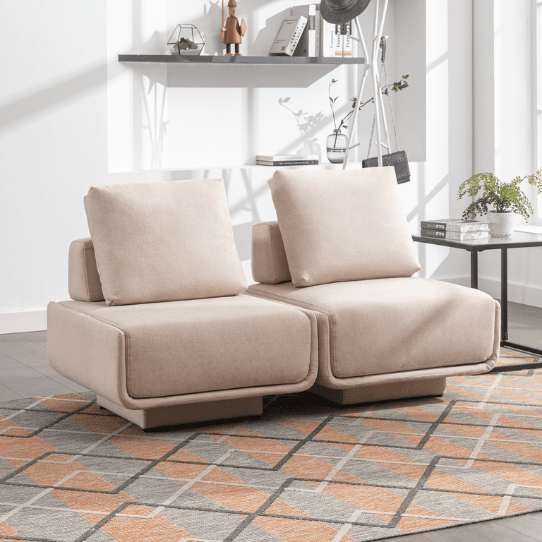MUZZ Modern Small Square Modular Sectional Sofa Removable Back Cushion Table Board and 3 Kinds of Blocks Can be Choose Couch for Living Room Small Space Beige Walmart