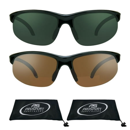 proSPORT 2 Pairs of Bifocal Sunglasses with Semi Rimless frame +1.50, +2.00, +2.50, +3.00 Sunglass