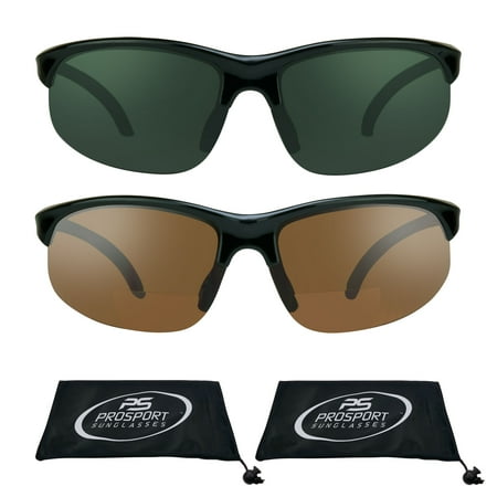 - proSPORT 2 Pairs of Bifocal Sunglasses with Semi Rimless frame +1.50, +2.00, +2.50, +3.00 Sunglass Readers