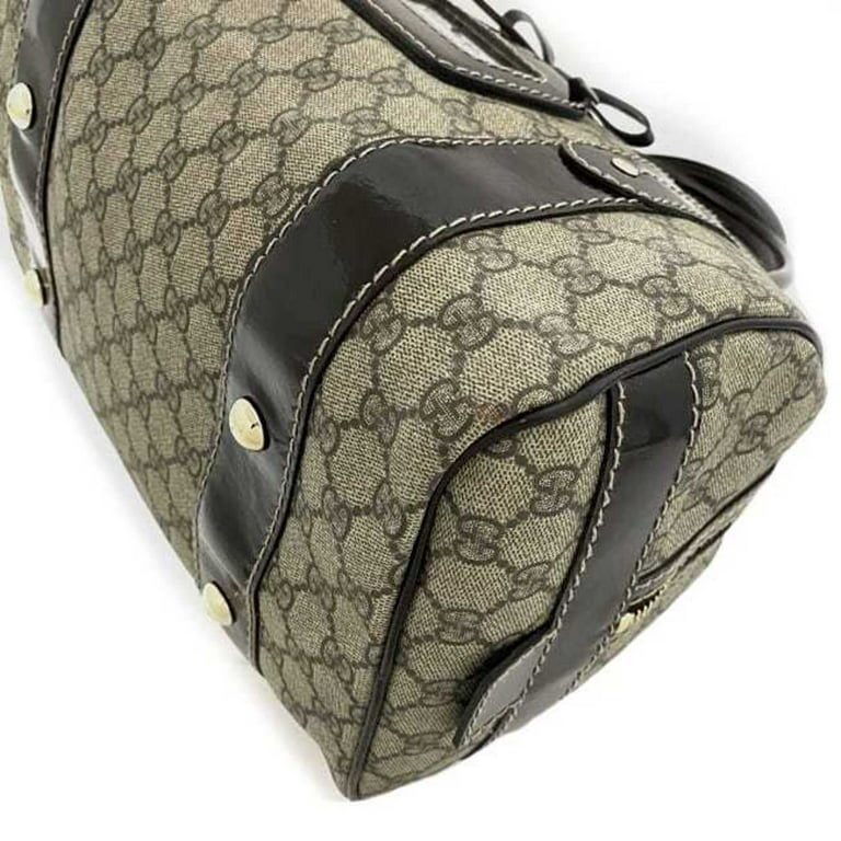 Authenticated Used Gucci Boston Bag Beige Brown GG Supreme 203516 PVC Leather  GUCCI Handbag Ribbon Women's Men's 