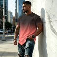 thumbnail image 4 of OIOLOYJM T-Shirts For Men Gradient Crew Neck Short Sleeve Summer Casual Tees Tops Loose Fit Breathable Basic Athletic T Shirt Orange 2XL, 4 of 5