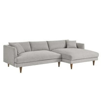Modway Zoya Right-Facing Down Filled Overstuffed Sectional Sofa in Heathered Weave Light Gray