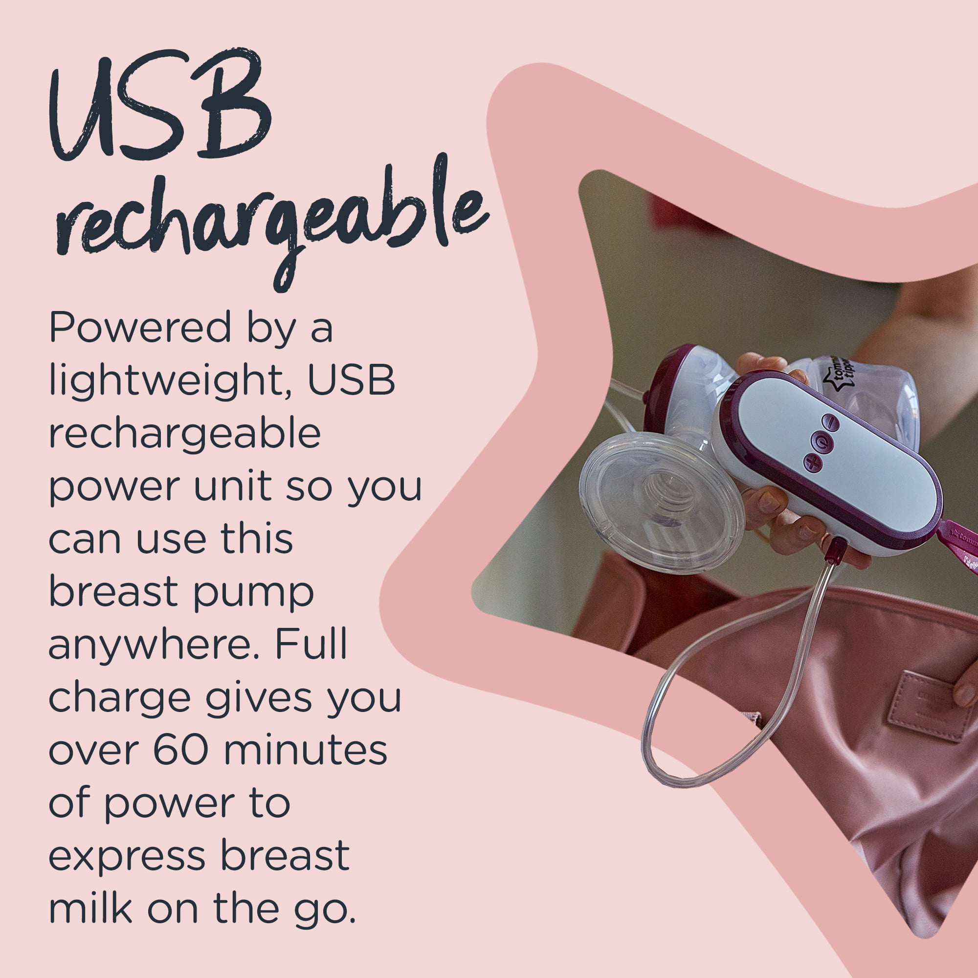 Tommee Tippee Made for Me Double Electric Wearable Breast Pump, Hands-Free,  in-Bra Breastfeeding Pump, Portable, Quiet, 1 Massage and 8 Express Modes