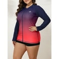thumbnail image 6 of Sociala Women's Plus Zipper Rash Guard Long Sleeve Color Block Swim Shirt UPF 50+ Swimsuit Tops, 6 of 7