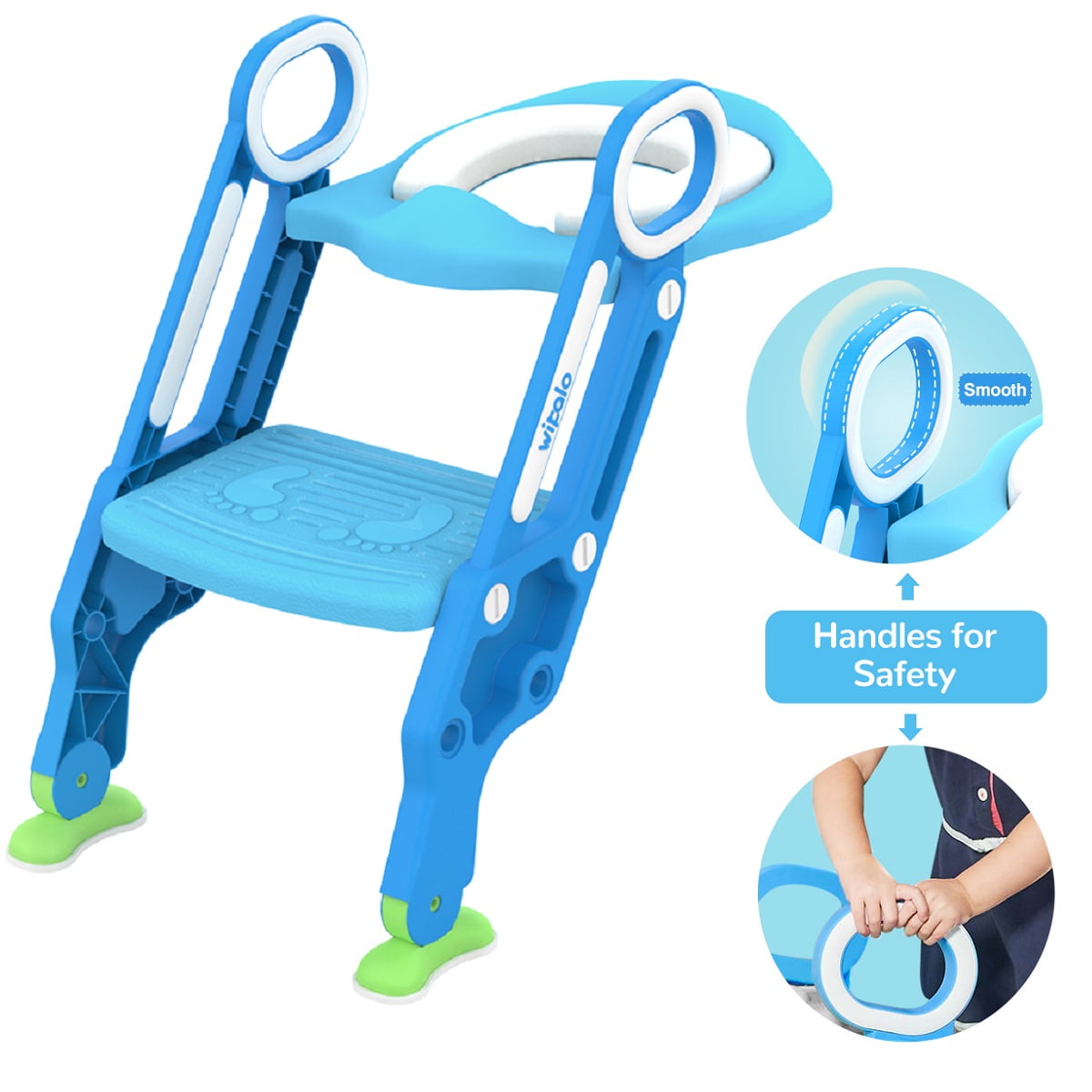 Baby Plastic Light Blue Step Stool Anti-Slip Toddler Toilet Potty Training Stool