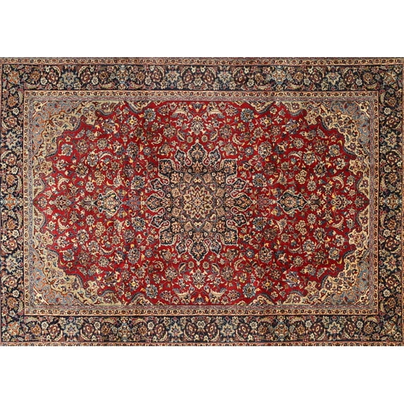 Ahgly Company Machine Washable Indoor Rectangle Traditional Saffron Red Area Rugs, 6' x 9'