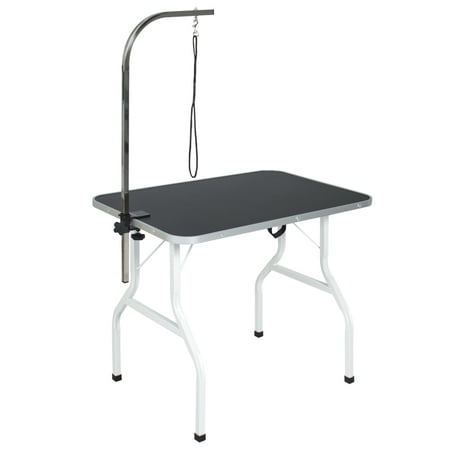 Best Choice Products Folding Pet Grooming Table, Black/Gray, with Adjustable Arm, Removable C-Clamp, and Heavy Duty