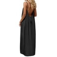 thumbnail image 3 of Fgvctg Womens Backless Cami Dress Flowy Solid Color Spaghetti Cami Dresses Oversized Sleeveless Beach Long Dresses Summer Long Sundress with Back Tie Fashion Outfits Black 2XL, 3 of 7
