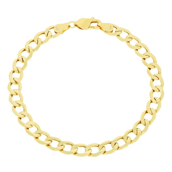 Nuragold 14k Real Yellow Gold Cuban Curb Link 6.5mm Chain Bracelet (7"-9") Italian Jewelry for Men & Women