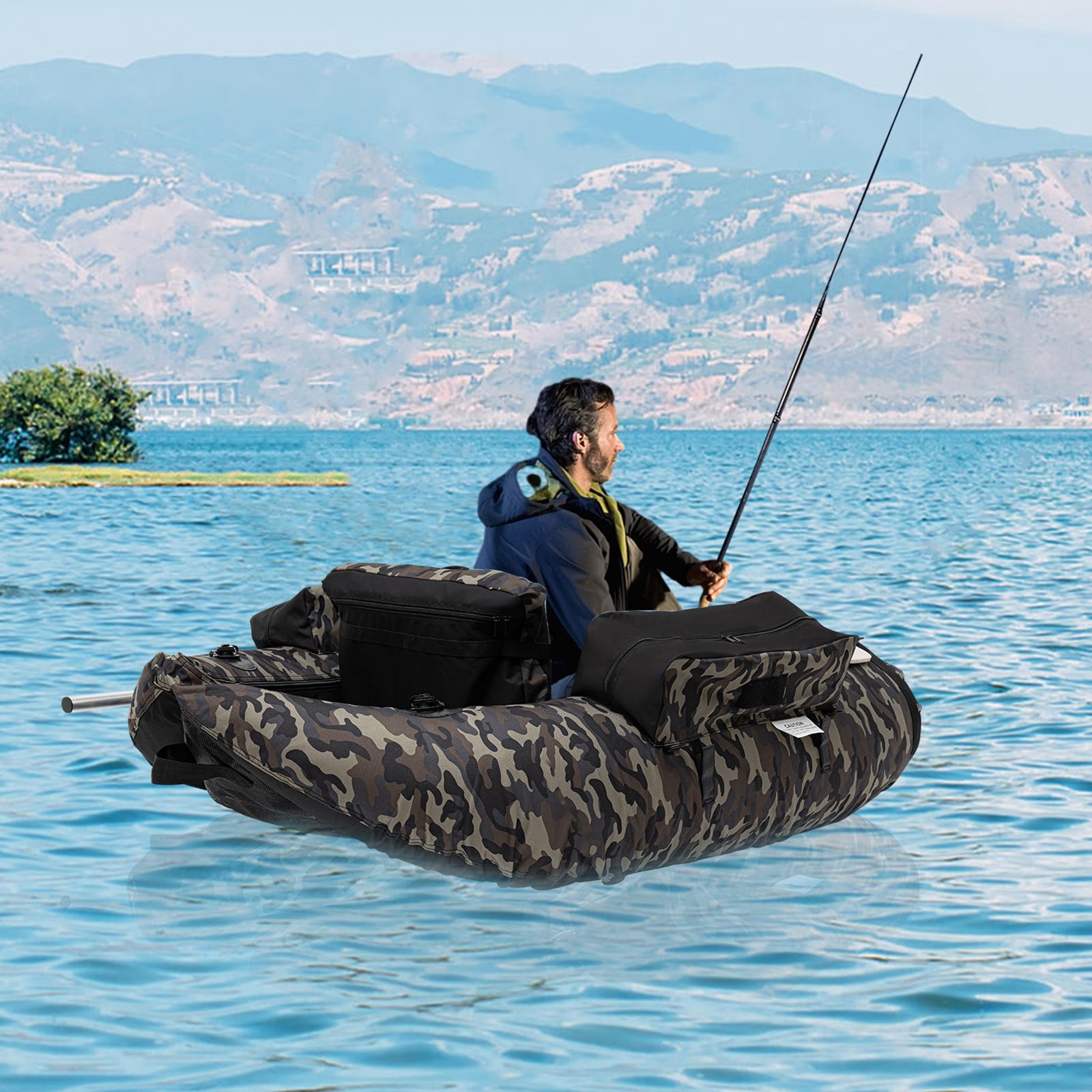 90-180° Backrest Adjustable Outdoor Fishing Boat Inflatable Fishing Boat Fishing Boat in Oceans Lakes Rivers