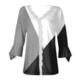 thumbnail image 5 of Dyegold Blouses For Women Dressy Casual 3/4 Flare Sleeve Lace Trim V Neck Floral Print Vintage Tunic Tops Loose Fit Shirts, 5 of 5