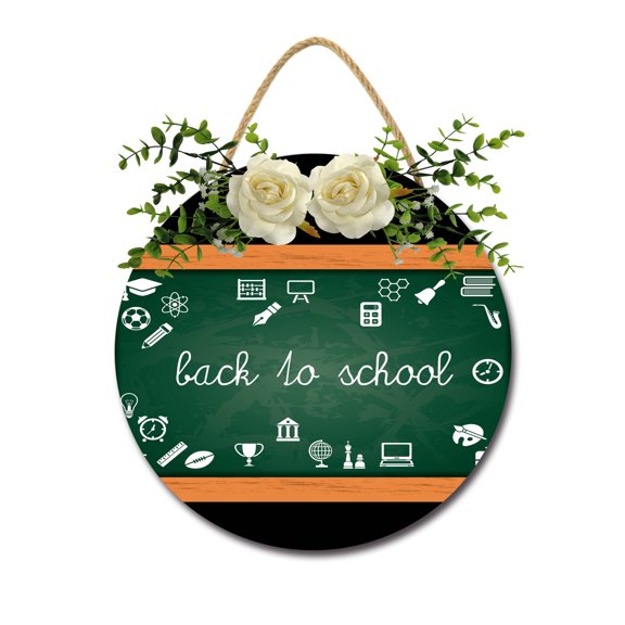 Eveokoki Finally Back To School Door Sign Classroom Door Hanger Back to School Decorations for Pre School,Elementary and Middle School，Wreaths Decor Sign Front Door