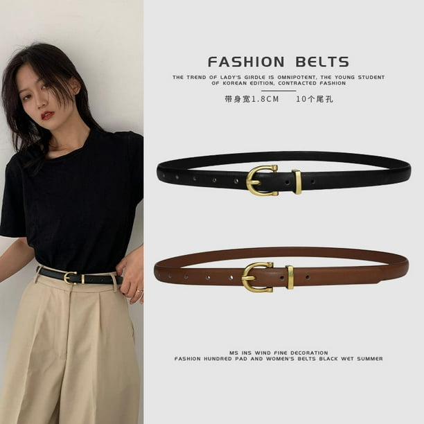 YUANOU Korean Fashion Simple Thin Belts Ladies Leather Belt Alloy