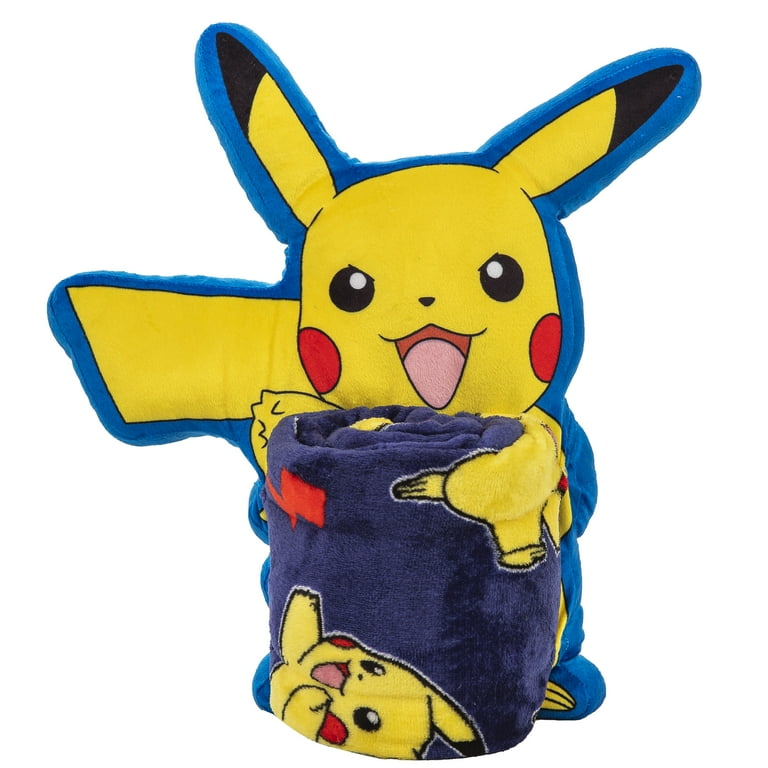Pokemon Lightning Zap Kids Silk Touch Throw Blanket with Plush Hugger