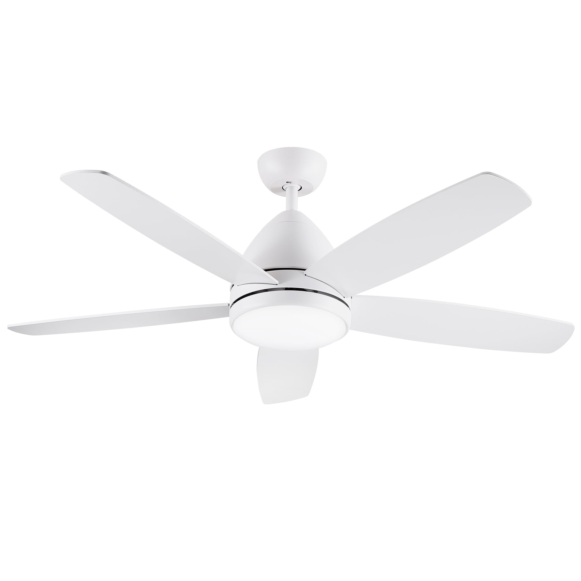 Leumius 52" White Ceiling Fan with Intergrated LED Light Kit, Remote Control, 5 Plywood Blades and Work with Smart APP for Living Room Bedroom
