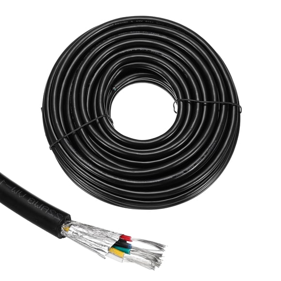 1Pcs UL2464 Shielded Cable 18AWG 15.24m(50 Ft) 300V 6 Conductor Electrical CNC Wire with Double-Layer Shielding