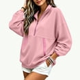 thumbnail image 5 of Yyeselk Women's Half Zip Sweatshirt Lightweight Stand Collar Sweatshirts for Women Long Sleeve Loose Fit Fall Clothes Pink S, 5 of 7