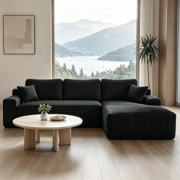 96 inch Modular Boneless L Shaped Sectional Couch,Easy Assembly Couch in a Box L Shape with Right Facing Chaise