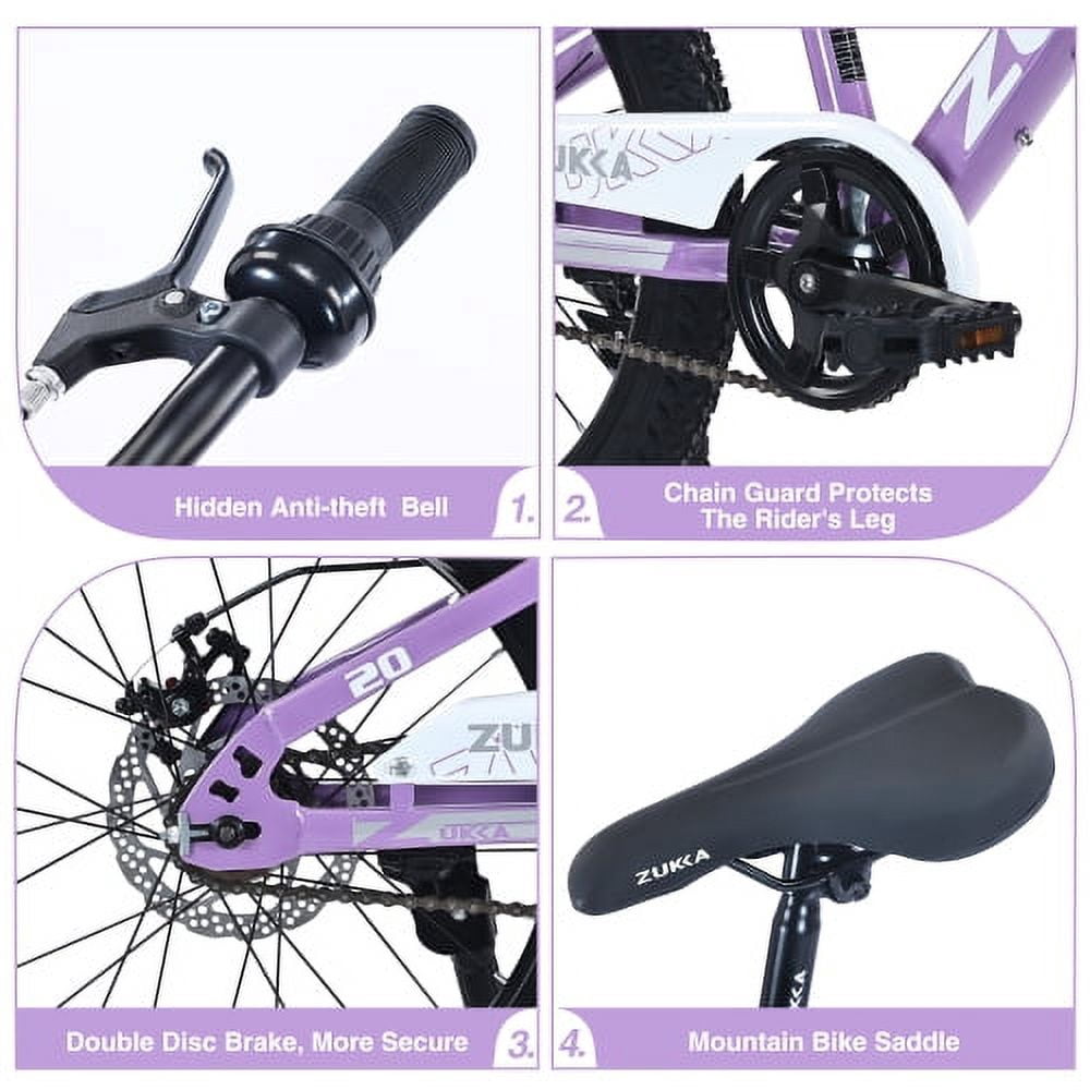POVANLI 20 Inch Bike,Mountain Bike Ages 8-12, Single Speed Bicycles, Front Suspension Disc Brake, 11 Inch Height Steel Frame