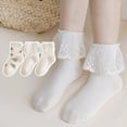 thumbnail image 4 of CHUANK Toddlers Girls Ruffle Socks Toddlers Ruffled Socks Beige 5-8 Years, 4 of 5