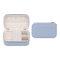 Unique Bargains Portable PU Leather Jewelry Box Mini Organizer Blue