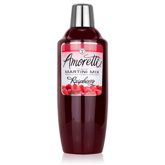 Amoretti - Premium Raspberry Martini Mix - 7 Servings Per Bottle (28 oz), Made with Real Fruit, Gluten Free, Vegan, Kosher, Easy to Use