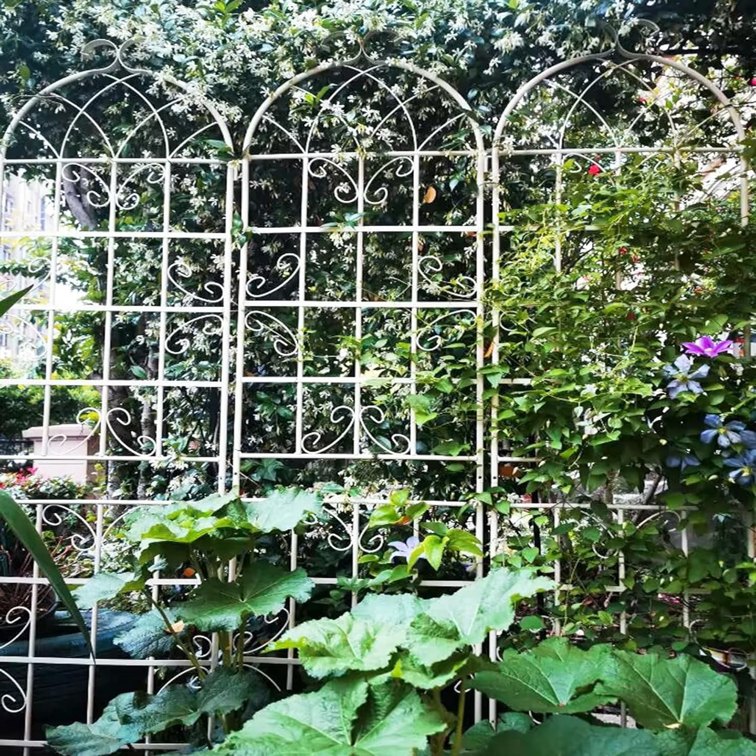 4 Pack Large Garden Trellis 86.7" H x 19.7" W Heavy Duty Rustproof White Iron Plant Trellis for Potted Plant Support Metal Climbing Rose Trellis Vine Vegetable Cucumber